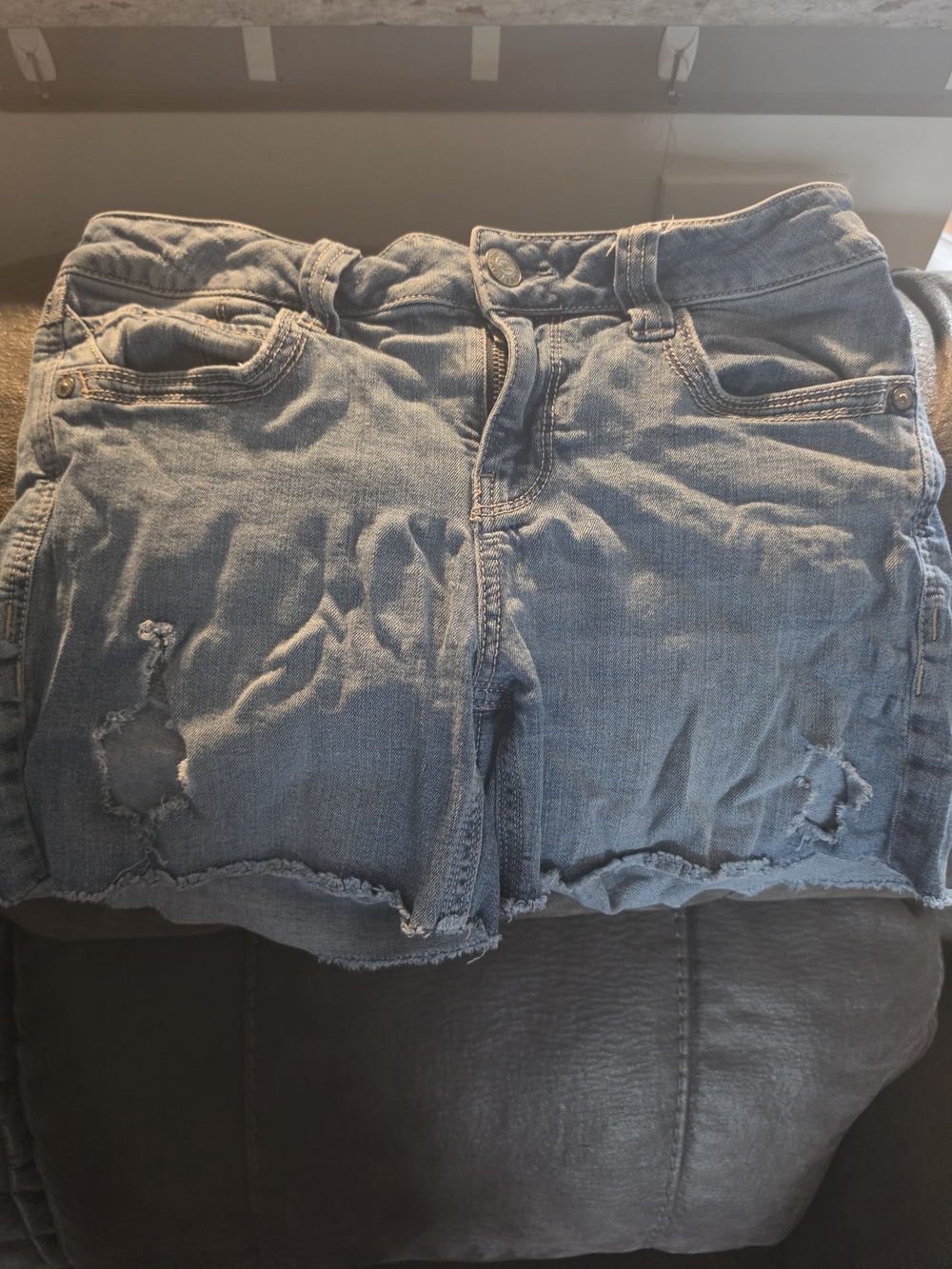 Seven7 Light Blue Distressed Denim Jean Shorts